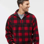 Burnside Mens Polar Fleece 1/4 Zip Sweatshirt - Red/Black Buffalo - NEW