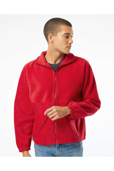 Burnside 3062 Mens Polar Fleece Full Zip Sweatshirt Red Model Front