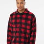 Burnside Mens Polar Fleece Full Zip Sweatshirt - Red/Black - NEW