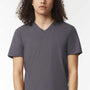 American Apparel Mens CVC Short Sleeve V-Neck T-Shirt - Heather Charcoal Grey