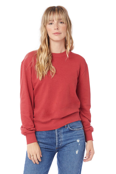 Alternative 9903ZT Womens Eco Washed Throwback Crewneck Sweatshirt Faded Red Model Front