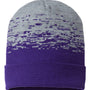 Cap America Hats Unisex USA Made Static Cuffed Beanie - Purple/Heather Grey - Closeout