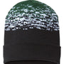Cap America Hats Unisex USA Made Static Cuffed Beanie - Black/White/Forest Green - Closeout
