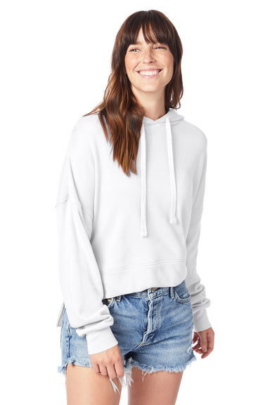 Alternative 9906ZT Womens Eco Washed Hooded Sweatshirt Hoodie White Model Front