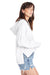 Alternative 9906ZT Womens Eco Washed Hooded Sweatshirt Hoodie White Model Side