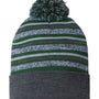 Cap America Mens USA Made Striped Beanie - Forest Green - NEW