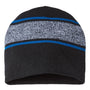 Cap America Hats Unisex USA Made Variegated Striped Beanie - Black/True Royal Blue - Closeout