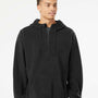 Burnside Mens Polar Fleece 1/4 Zip Hooded Sweatshirt Hoodie - Black - NEW