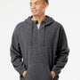 Burnside Mens Polar Fleece 1/4 Zip Hooded Sweatshirt Hoodie - Heather Charcoal Grey - NEW