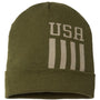 Cap America Hats Unisex USA Made Patriotic Cuffed Beanie - Olive Green/Khaki USA - Closeout