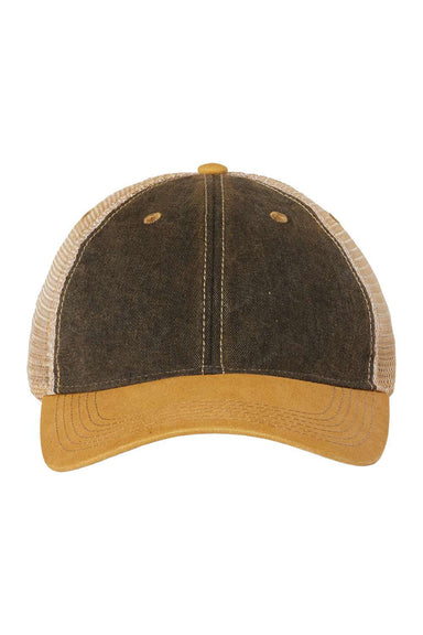 Legacy OFA Mens Old Favorite Trucker Hat Black/Yellow/Khaki Flat Front