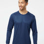 Paragon Mens Islander Performance Moisture Wicking Long Sleeve Crewneck T-Shirt - Navy Blue - NEW