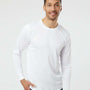 Paragon Mens Islander Performance Moisture Wicking Long Sleeve Crewneck T-Shirt - White - NEW