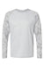 Paragon 216 Mens Cayman Performance Camo Colorblocked Long Sleeve Crewneck T-Shirt Aluminum Grey Flat Front