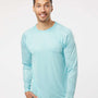 Paragon Mens Cayman Performance Moisture Wicking Camo Colorblock Long Sleeve Crewneck T-Shirt - Aqua Blue - NEW
