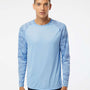 Paragon Mens Cayman Performance Moisture Wicking Camo Colorblock Long Sleeve Crewneck T-Shirt - Blue Mist - NEW