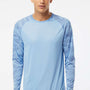 Paragon Mens Cayman Performance Moisture Wicking Camo Colorblock Long Sleeve Crewneck T-Shirt - Blue Mist