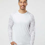 Paragon Mens Cayman Performance Moisture Wicking Camo Colorblock Long Sleeve Crewneck T-Shirt - White - NEW
