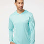 Paragon Mens Bahama Performance Moisture Wicking Long Sleeve Hooded T-Shirt Hoodie - Aqua Blue - NEW