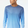 Paragon Mens Barbados Performance Moisture Wicking Pin Dot Long Sleeve Crewneck T-Shirt - Navy Blue/Blue Mist