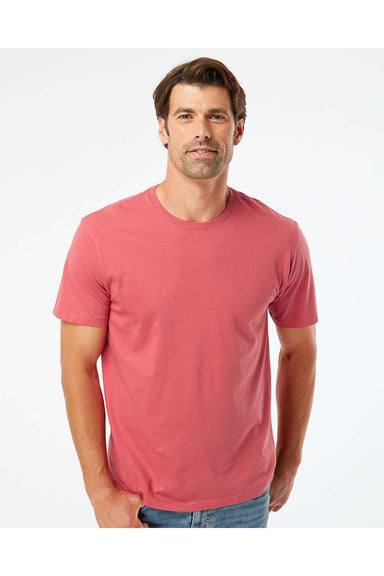 SoftShirts 400 Mens Organic Short Sleeve Crewneck T-Shirt Brick Model Front