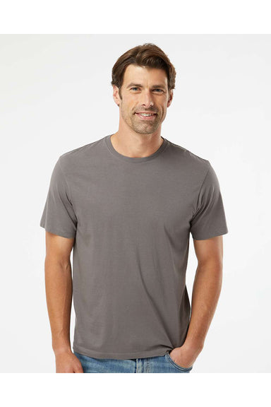 SoftShirts 400 Mens Organic Short Sleeve Crewneck T-Shirt Graphite Grey Model Front