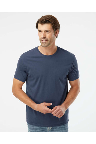 SoftShirts 400 Mens Organic Short Sleeve Crewneck T-Shirt Navy Blue Model Front