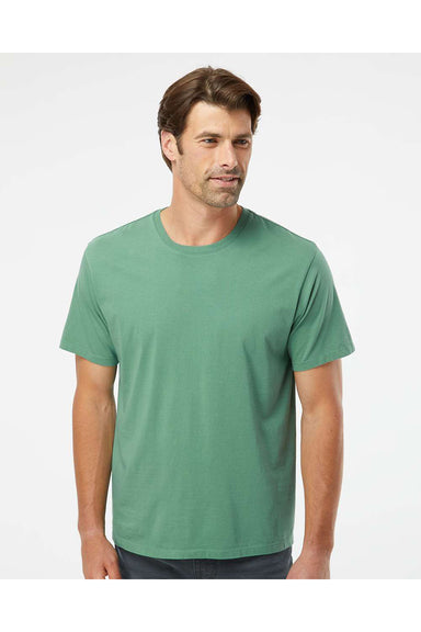 SoftShirts 400 Mens Organic Short Sleeve Crewneck T-Shirt Pine Green Model Front