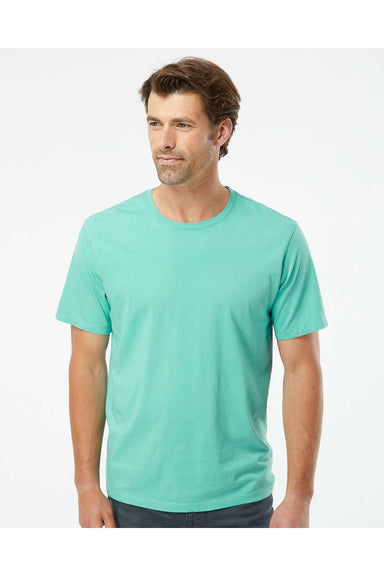 SoftShirts 400 Mens Organic Short Sleeve Crewneck T-Shirt Seaform Green Model Front