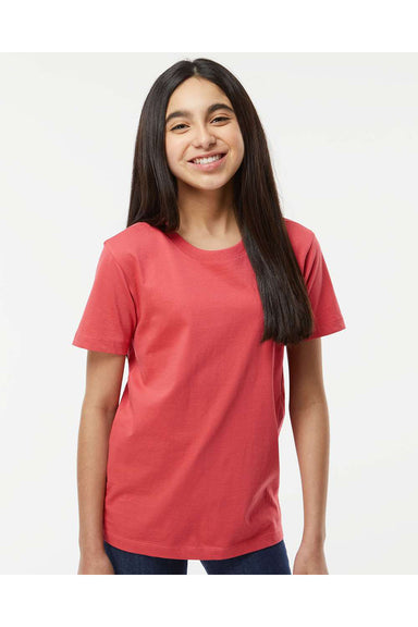 SoftShirts 402 Youth Organic Short Sleeve Crewneck T-Shirt Brick Model Front