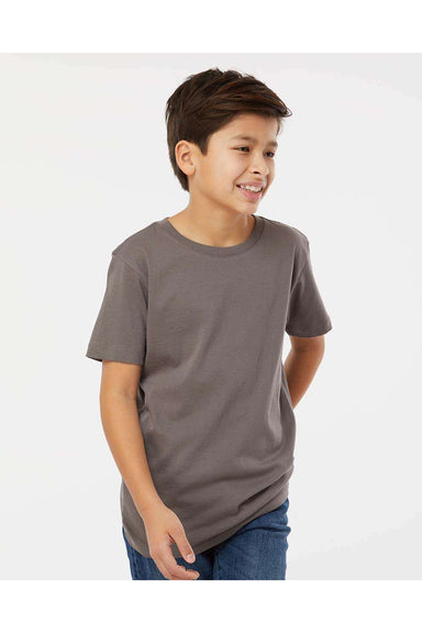 SoftShirts 402 Youth Organic Short Sleeve Crewneck T-Shirt Graphite Grey Model Front