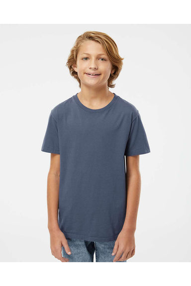 SoftShirts 402 Youth Organic Short Sleeve Crewneck T-Shirt Navy Blue Model Front