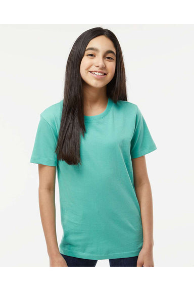 SoftShirts 402 Youth Organic Short Sleeve Crewneck T-Shirt Seaform Green Model Front
