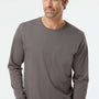 SoftShirts Mens Organic Long Sleeve Crewneck T-Shirt - Graphite Grey - Closeout