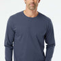 SoftShirts Mens Organic Long Sleeve Crewneck T-Shirt - Navy Blue