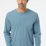 SoftShirts Mens Organic Long Sleeve Crewneck T-Shirt - Slate Blue