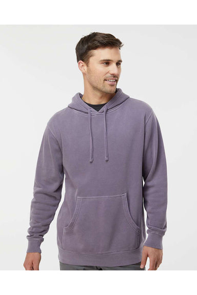 Independent Trading Co. PRM4500 Mens Pigment Dyed Hooded Sweatshirt Hoodie Plum Purple Model Front