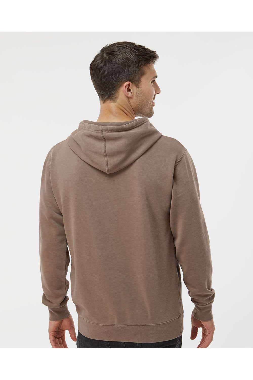 Independent Trading Co. PRM4500 Mens Pigment Dyed Hooded Sweatshirt Hoodie Clay Brown Model Back