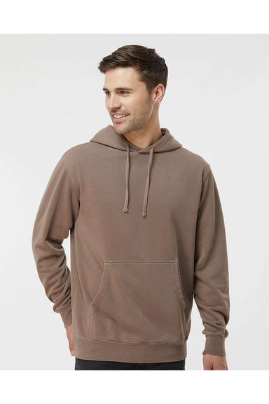 Independent Trading Co. PRM4500 Mens Pigment Dyed Hooded Sweatshirt Hoodie Clay Brown Model Front
