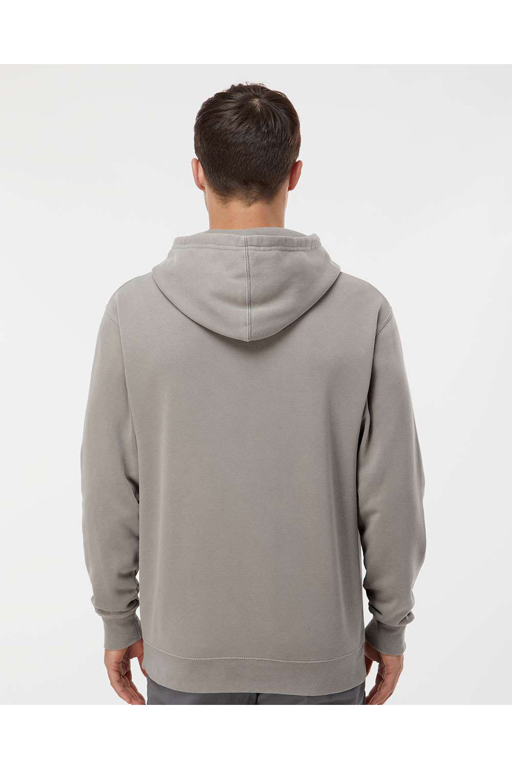 Independent Trading Co. PRM4500 Mens Pigment Dyed Hooded Sweatshirt Hoodie Cement Grey Model Back