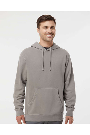 Independent Trading Co. PRM4500 Mens Pigment Dyed Hooded Sweatshirt Hoodie Cement Grey Model Front