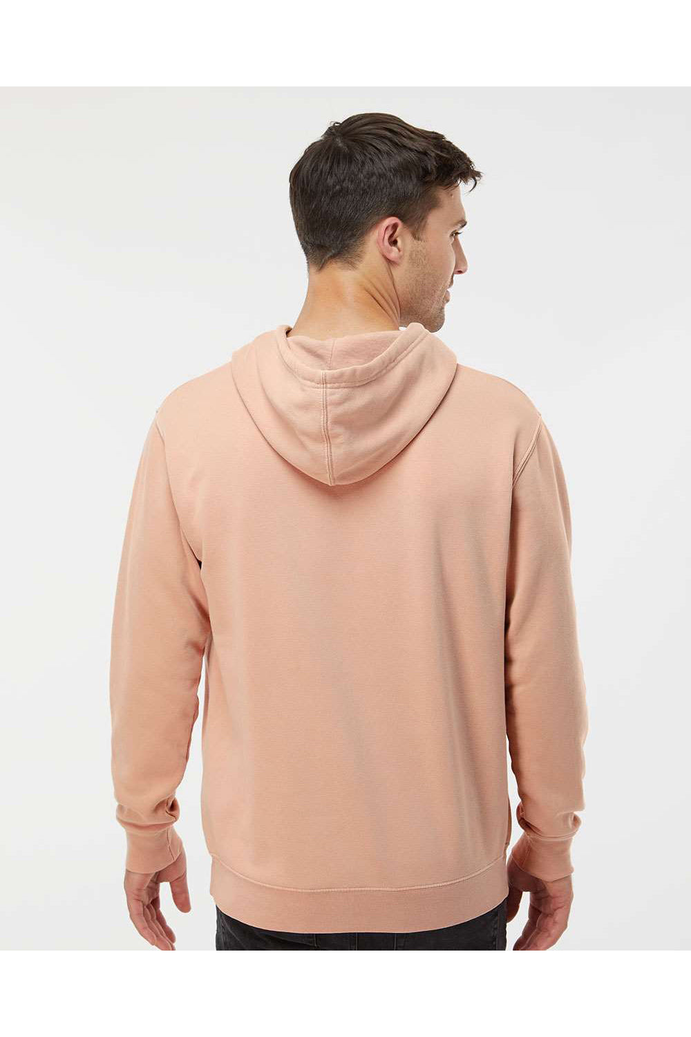 Independent Trading Co. PRM4500 Mens Pigment Dyed Hooded Sweatshirt Hoodie Dusty Pink Model Back
