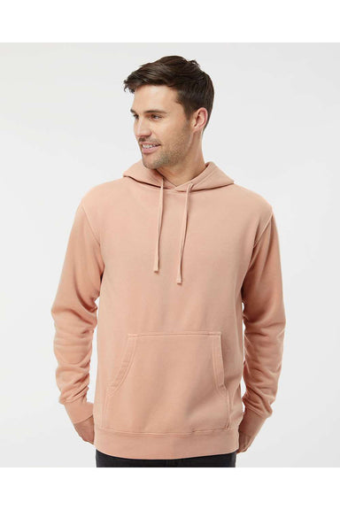 Independent Trading Co. PRM4500 Mens Pigment Dyed Hooded Sweatshirt Hoodie Dusty Pink Model Front