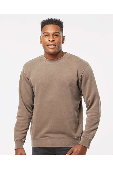 Independent Trading Co. PRM3500 Mens Pigment Dyed Crewneck Sweatshirt Clay Brown Model Front