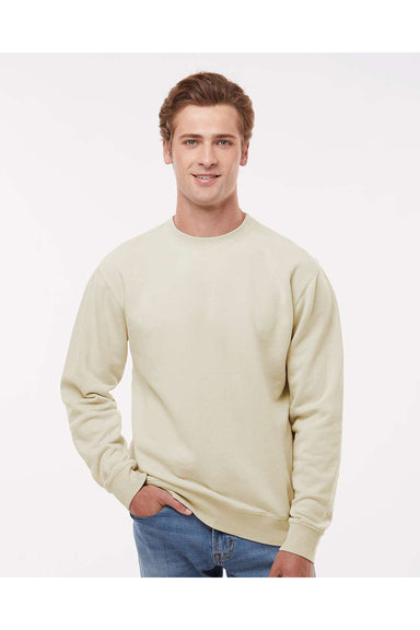 Independent Trading Co. PRM3500 Mens Pigment Dyed Crewneck Sweatshirt Ivory Model Front