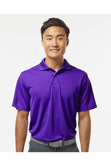 Paragon 100 Mens Saratoga Performance Mini Mesh Short Sleeve Polo Shirt Purple Model Front