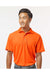 Paragon 100 Mens Saratoga Performance Mini Mesh Short Sleeve Polo Shirt Orange Model Front