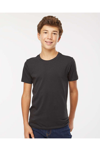 SoftShirts 402 Youth Organic Short Sleeve Crewneck T-Shirt Black Model Front