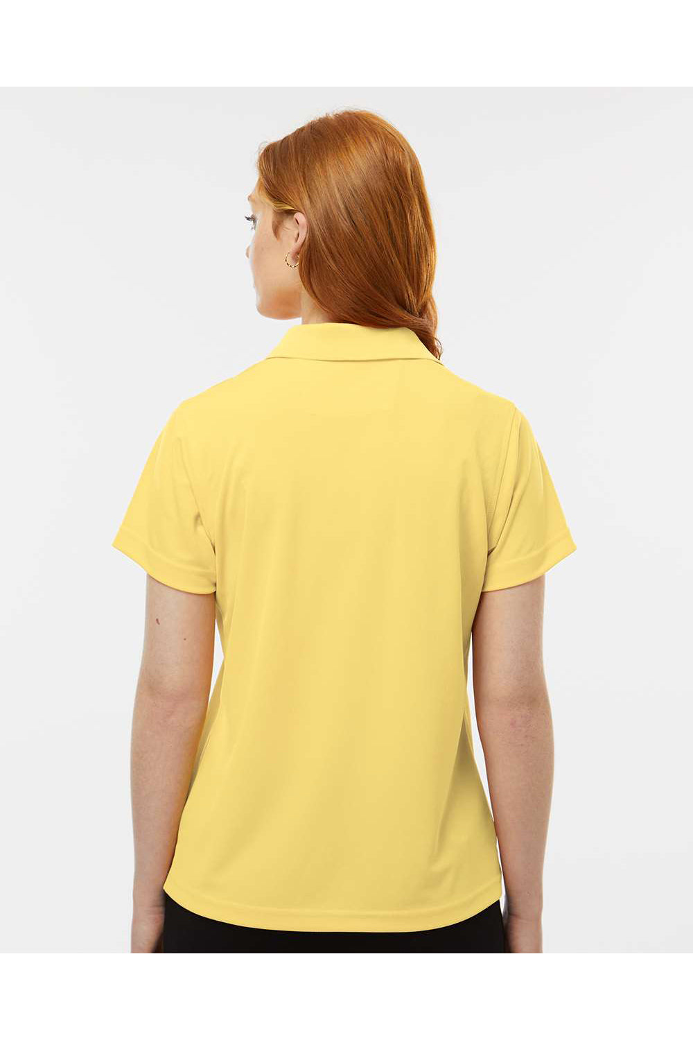 Paragon 104 Womens Saratoga Performance Mini Mesh Short Sleeve Polo Shirt Butter Yellow Model Back