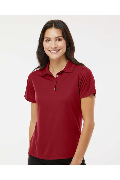 Paragon 104 Womens Saratoga Performance Mini Mesh Short Sleeve Polo Shirt Cardinal Red Model Front